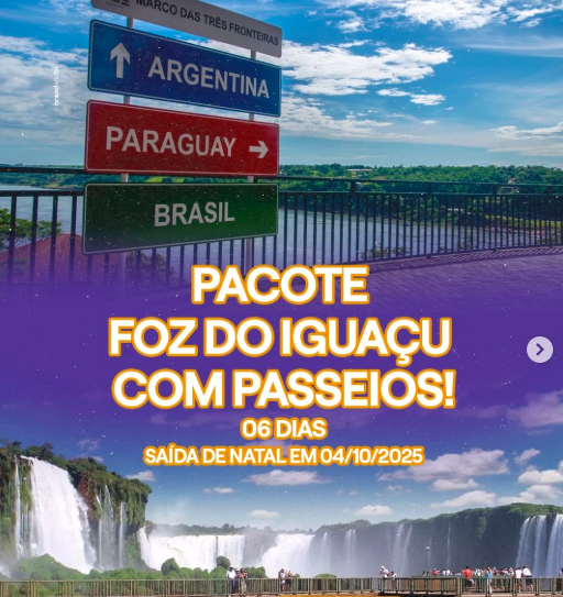 Pacote Foz do Iguaçu com passeios.